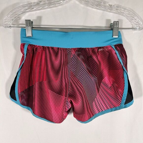 Nike Runnning Shorts Girls Small Pink Striped Drawstring Pull On Dri-Fit Lined - Picture 3 of 6